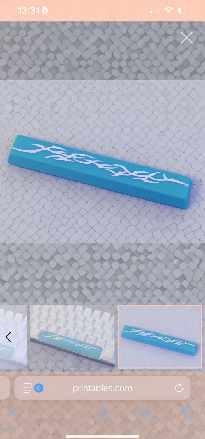 Tribal Design Spacebar Keycap free 3D printable STL