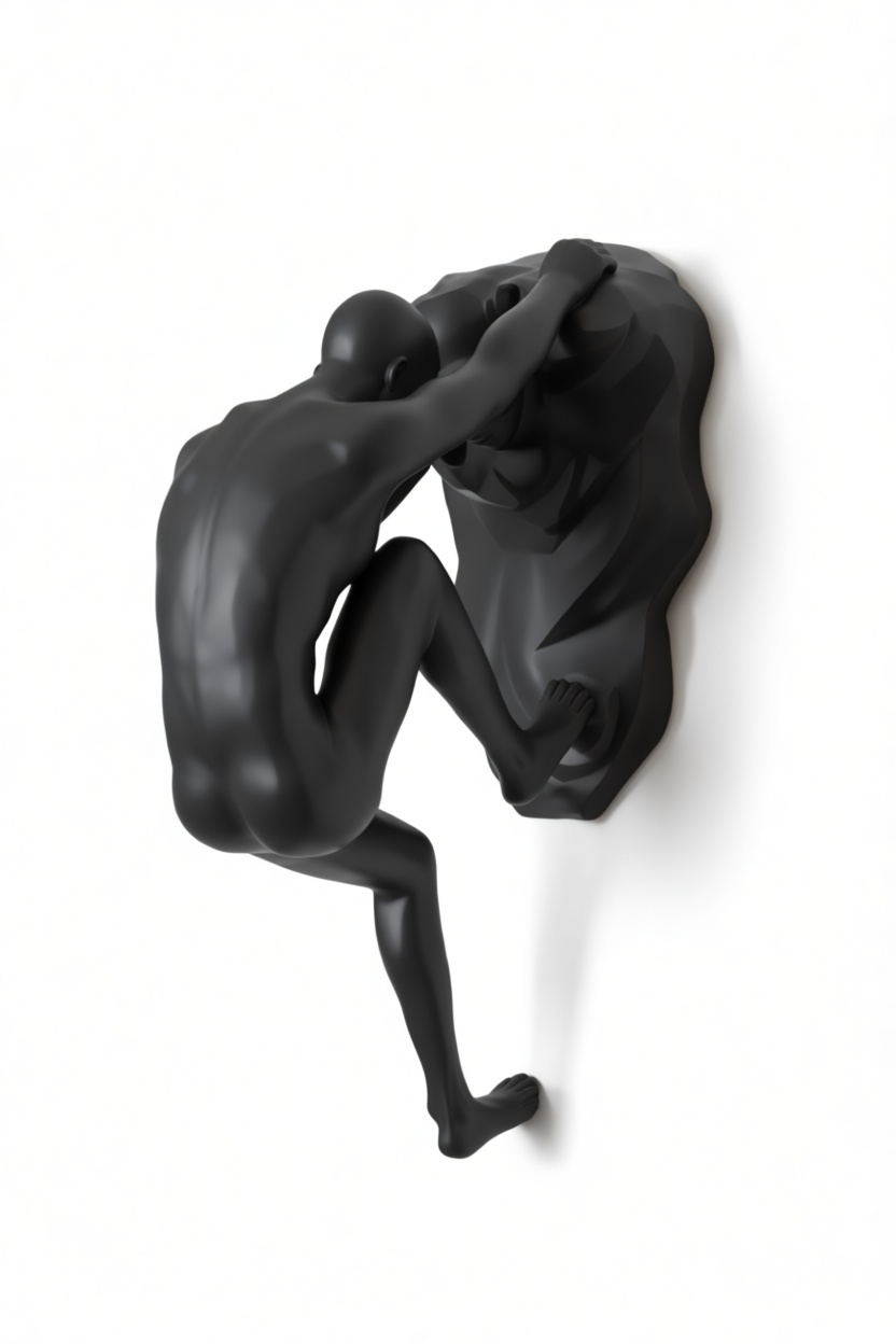 Man Climbing Lion Head Sculpture free 3D printable STL