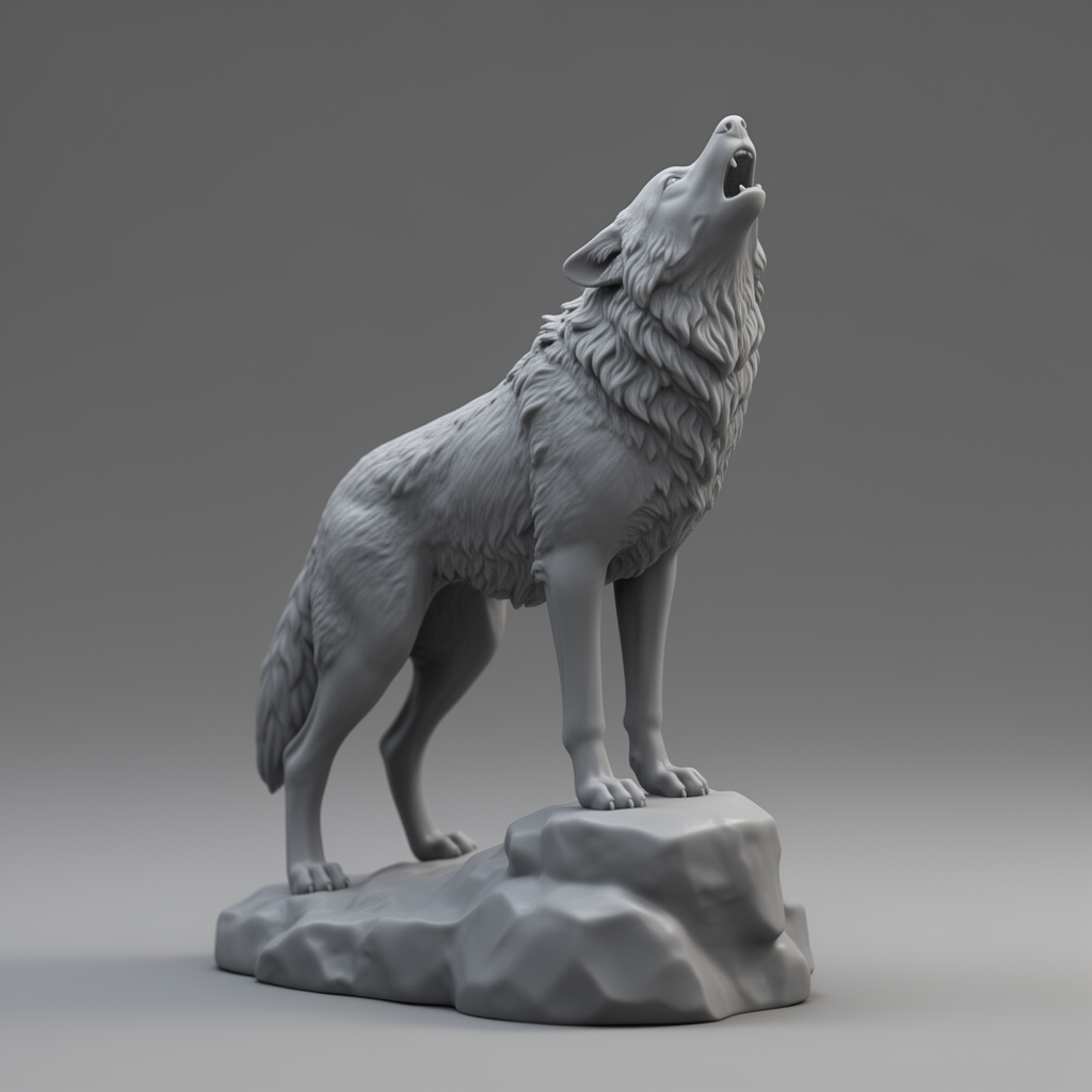 Howling Wolf Figurine free 3D printable STL