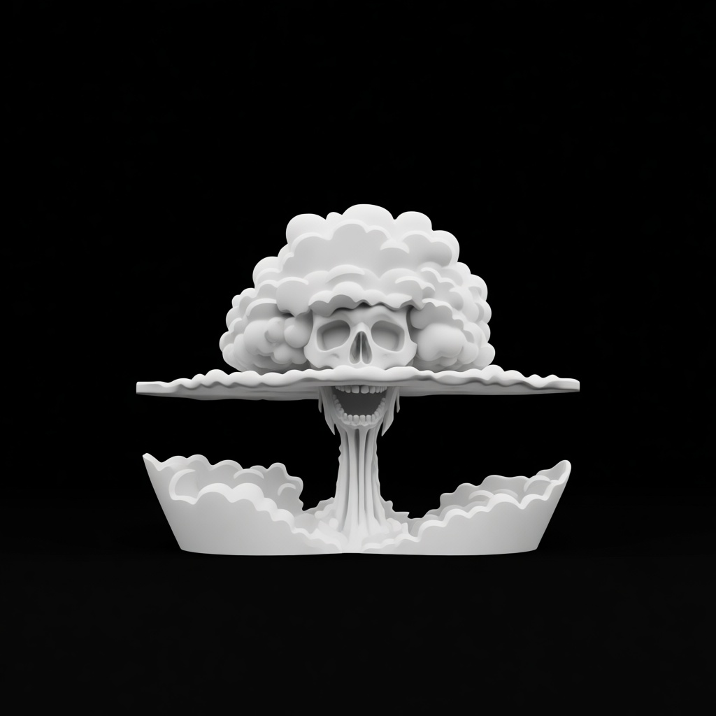 Skull Mushroom Cloud Sculpture free 3D printable STL