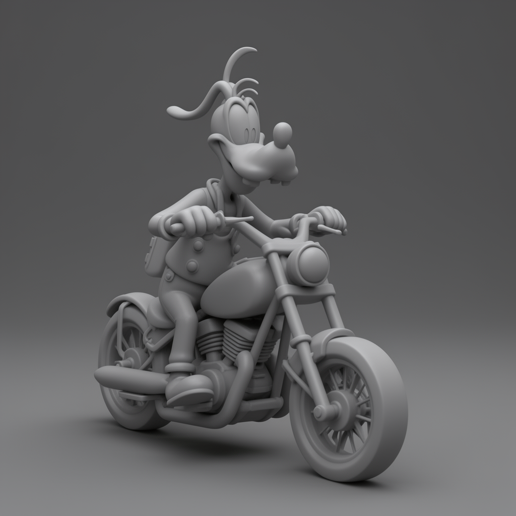 Goofy Motorcycle Figurine free 3D printable STL