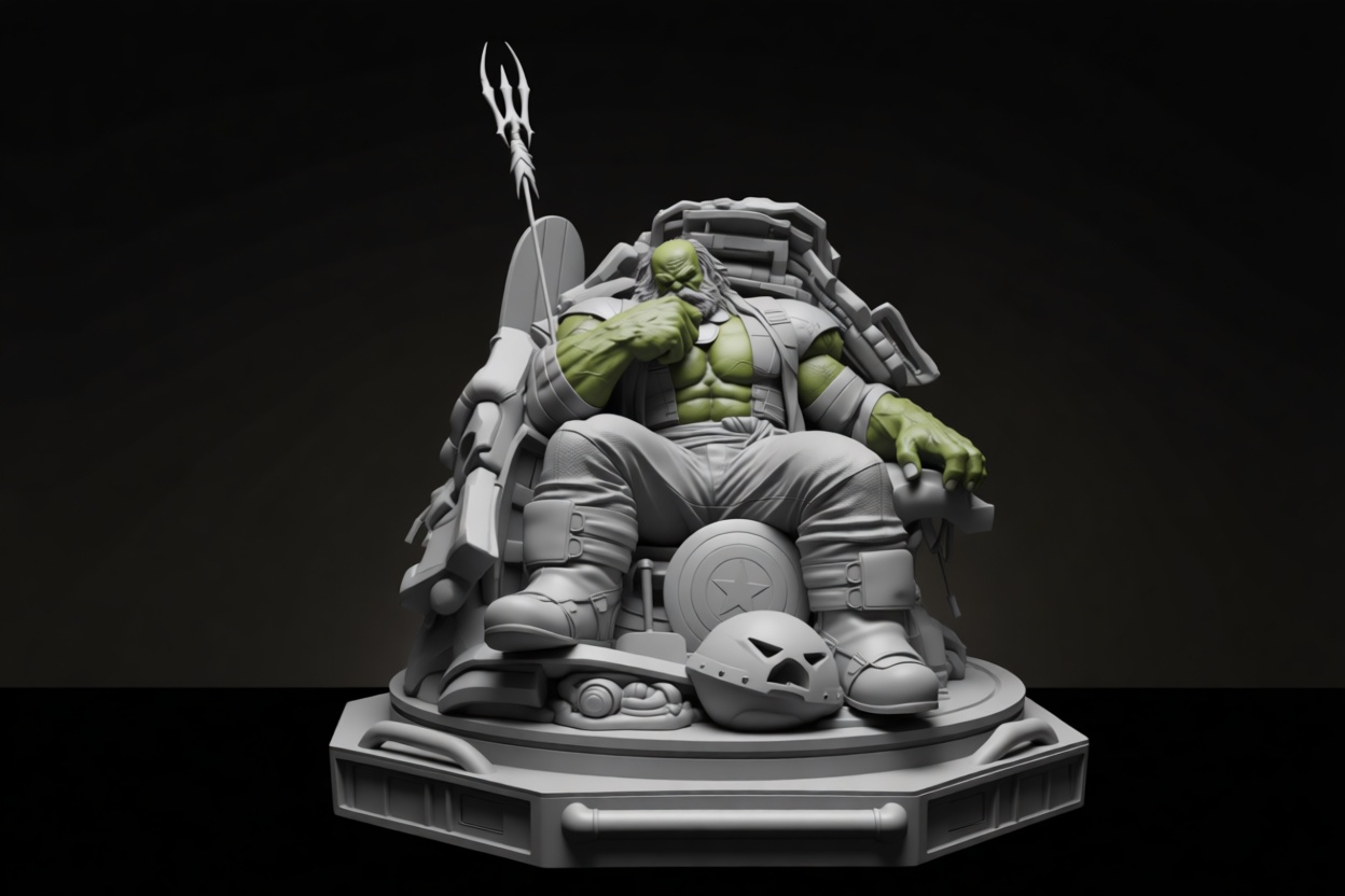 Hulk Throne Figurine free 3D printable STL