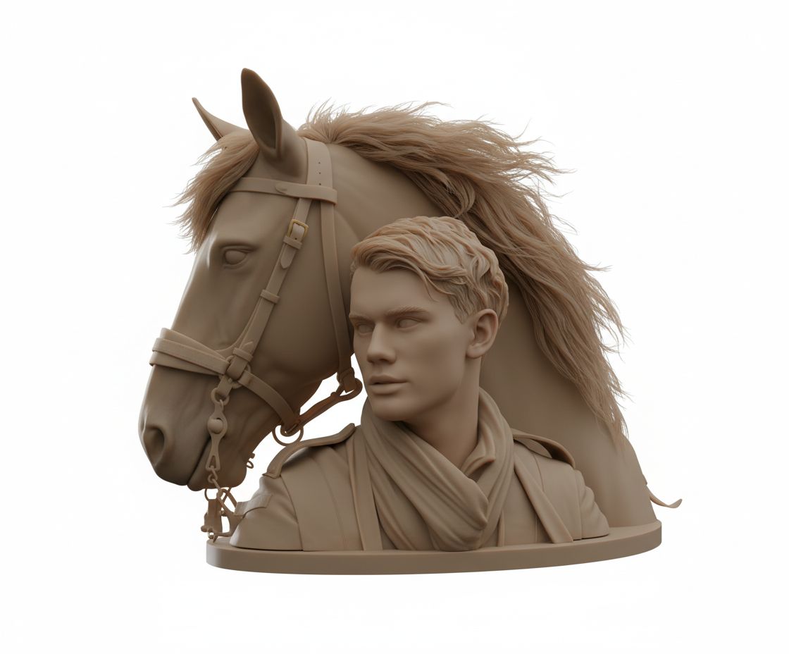 Equestrian Portrait Sculpture free 3D printable STL