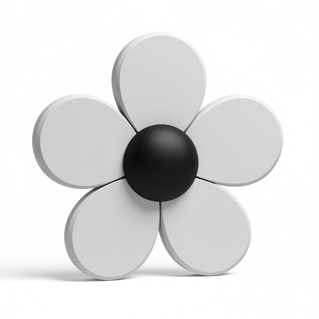 Simple Five-Petal Flower Model free 3D printable STL