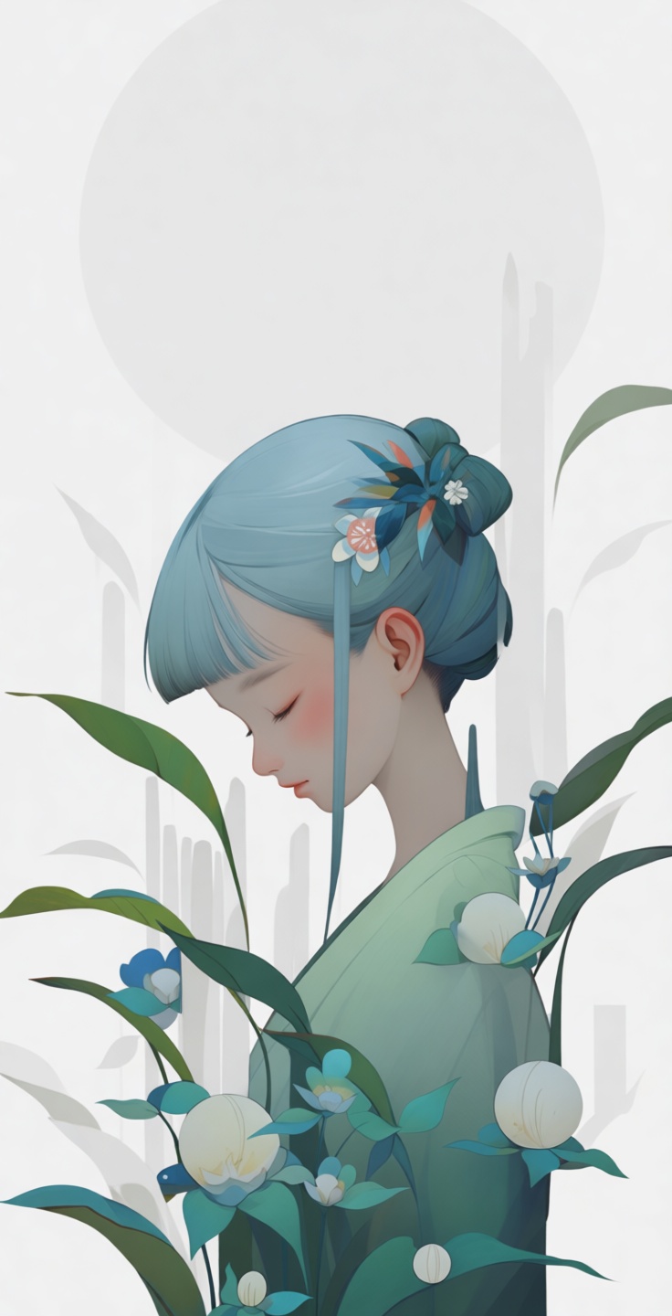 Blue-Haired Geisha Figurine free 3D printable STL