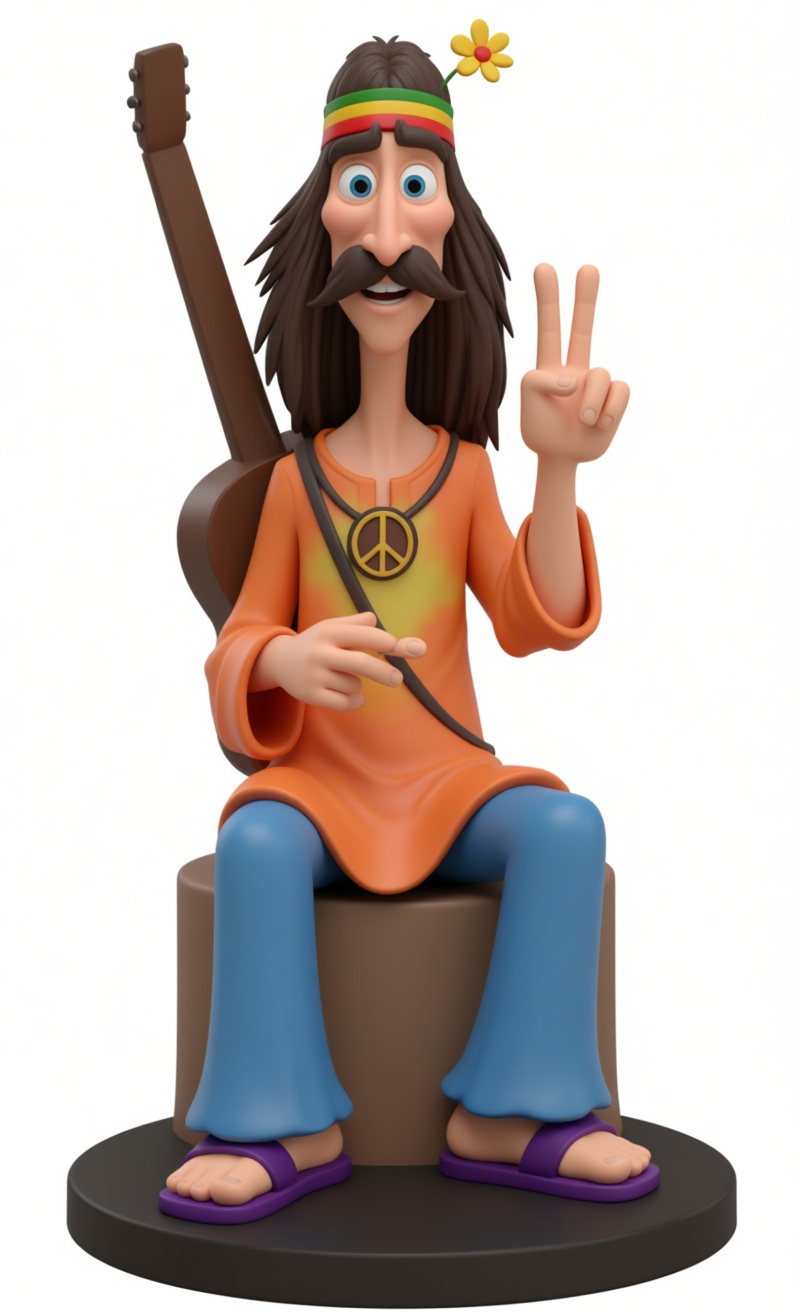 Hippie Musician Figurine free 3D printable STL