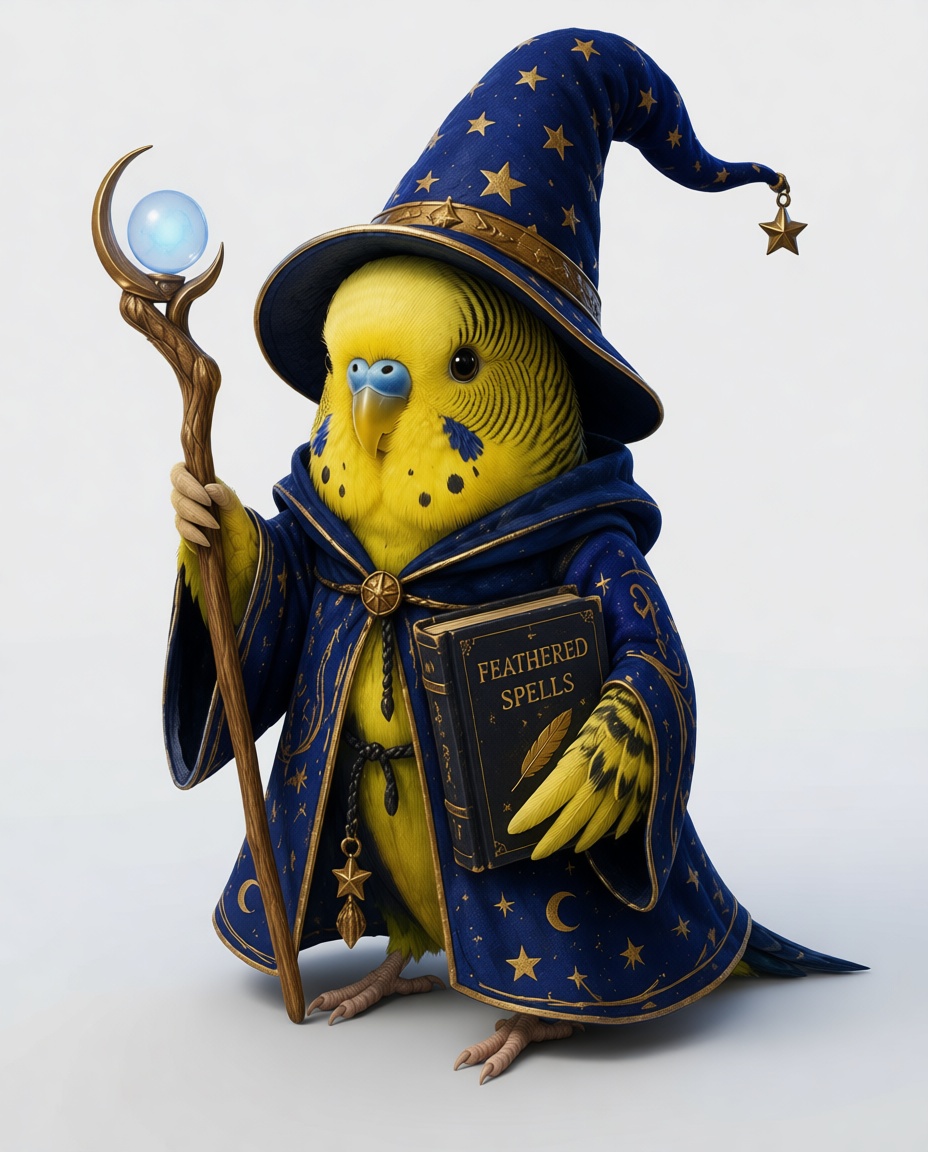 Budgerigar Wizard Figurine free 3D printable STL