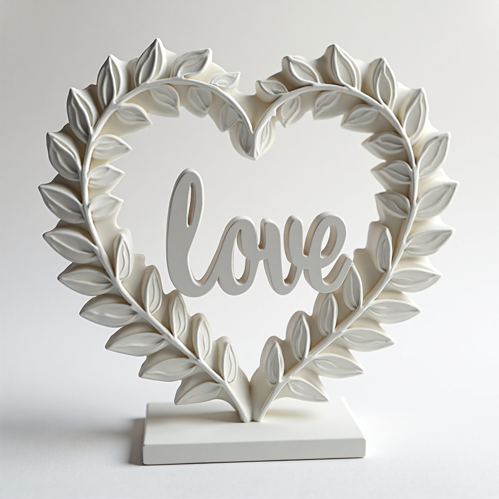 Heart Petal Wreath Figurine free 3D printable STL