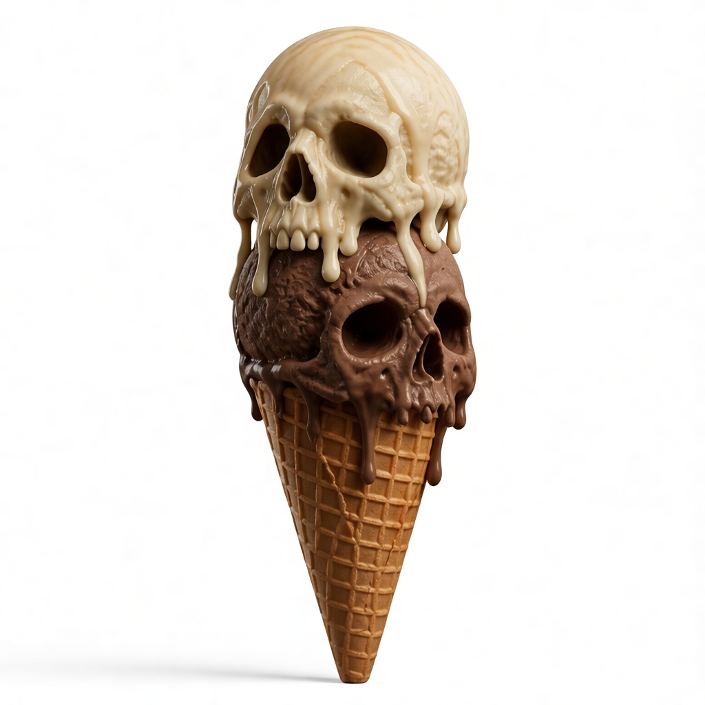 Skull Ice Cream Cone Sculpture free 3D printable STL