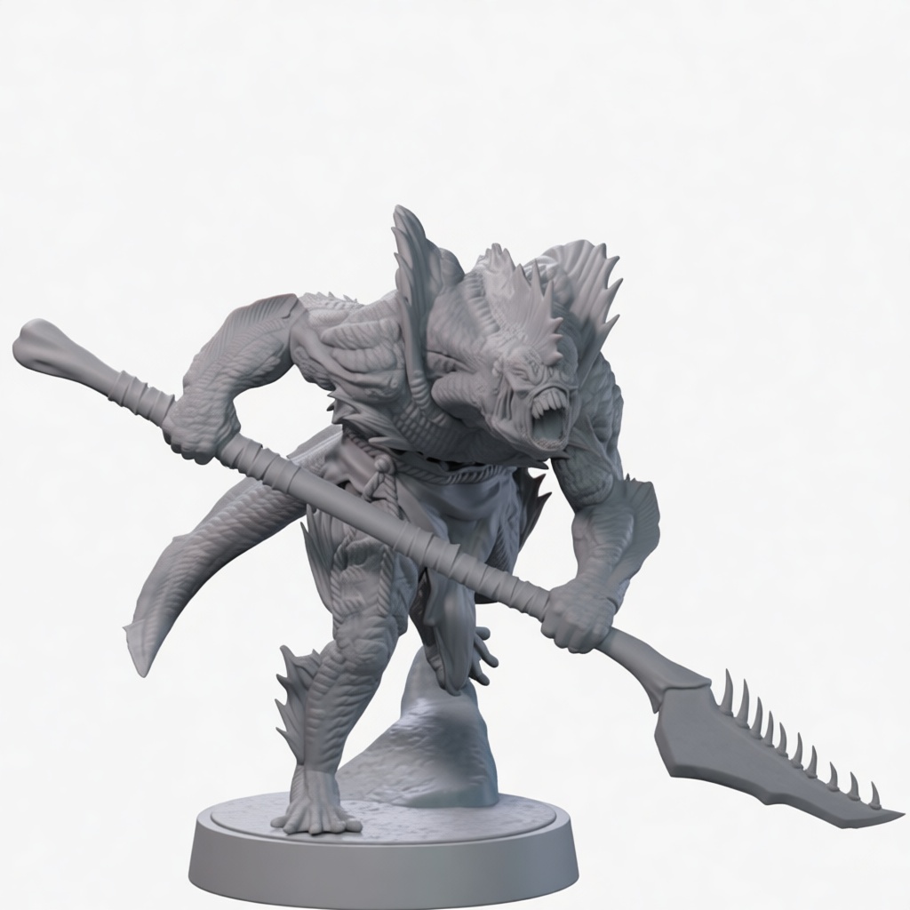 Lizardfolk Warrior Miniature free 3D printable STL