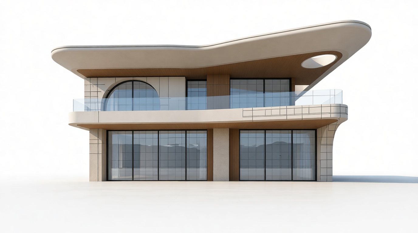 Modern Curved House Model free 3D printable STL