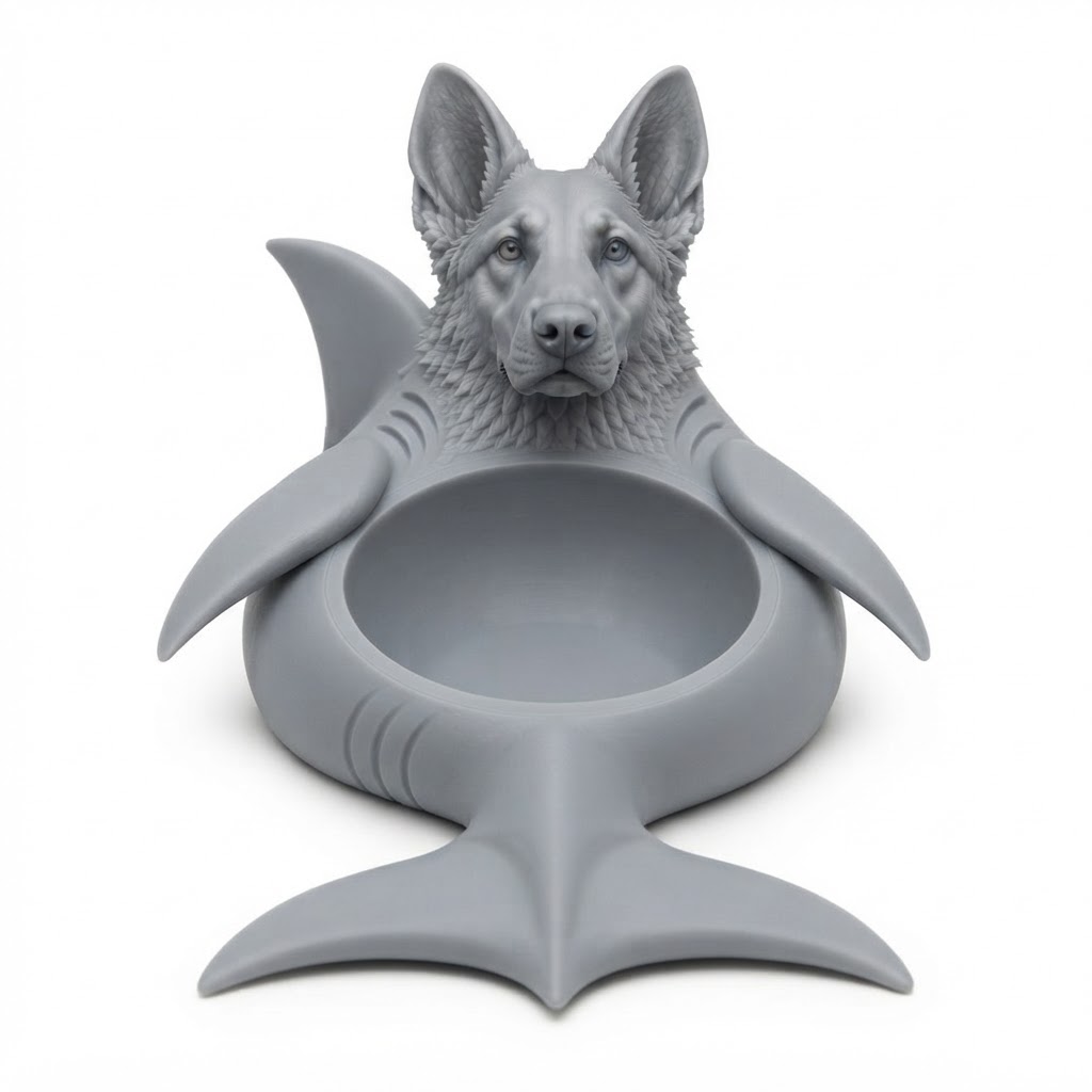 German Shepherd Shark Bowl free 3D printable STL
