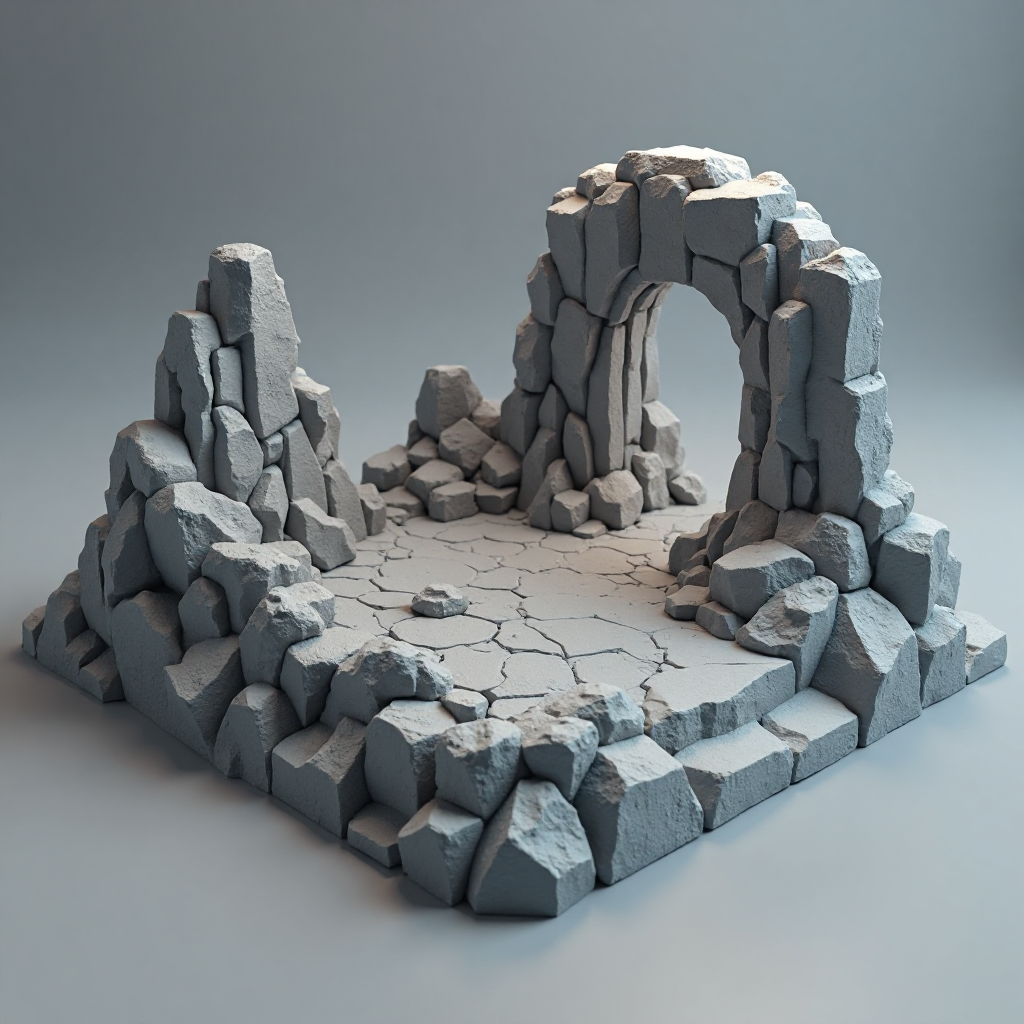 Underground Cave Terrain Tile free 3D printable STL