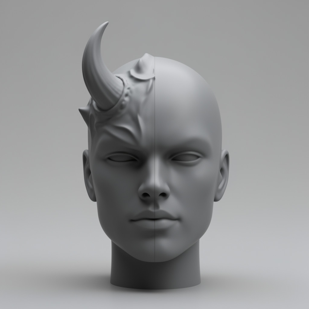 Half Devil Horn Bust free 3D printable STL