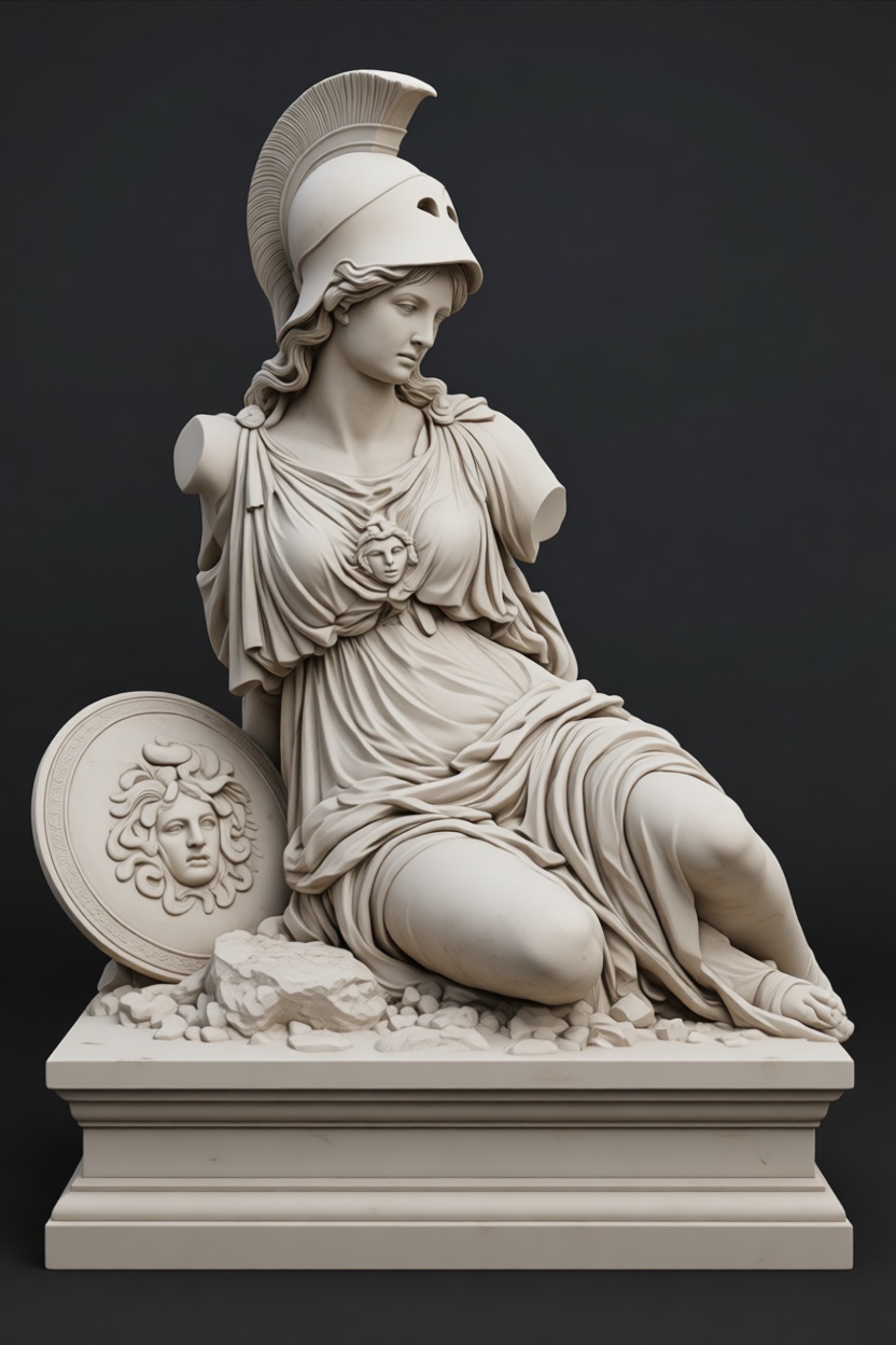 Athena Kneeling Statue free 3D printable STL