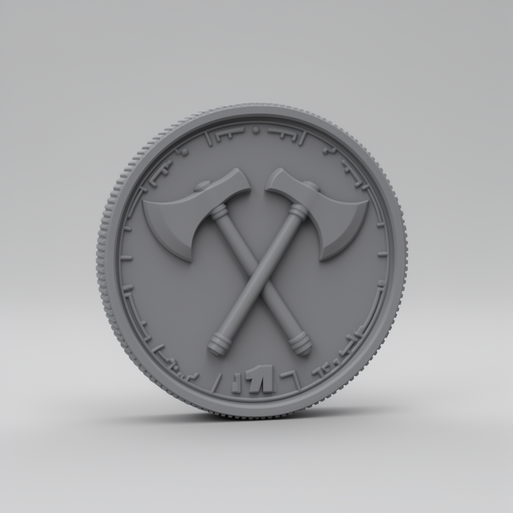 Double Bladed Axe Coin free 3D printable STL