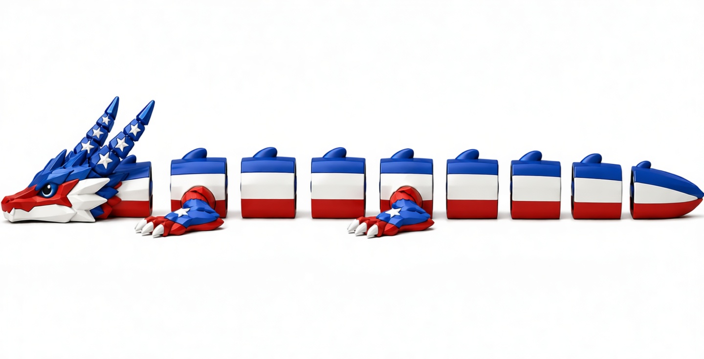 Patriotic Dragon Puzzle Figurine free 3D printable STL