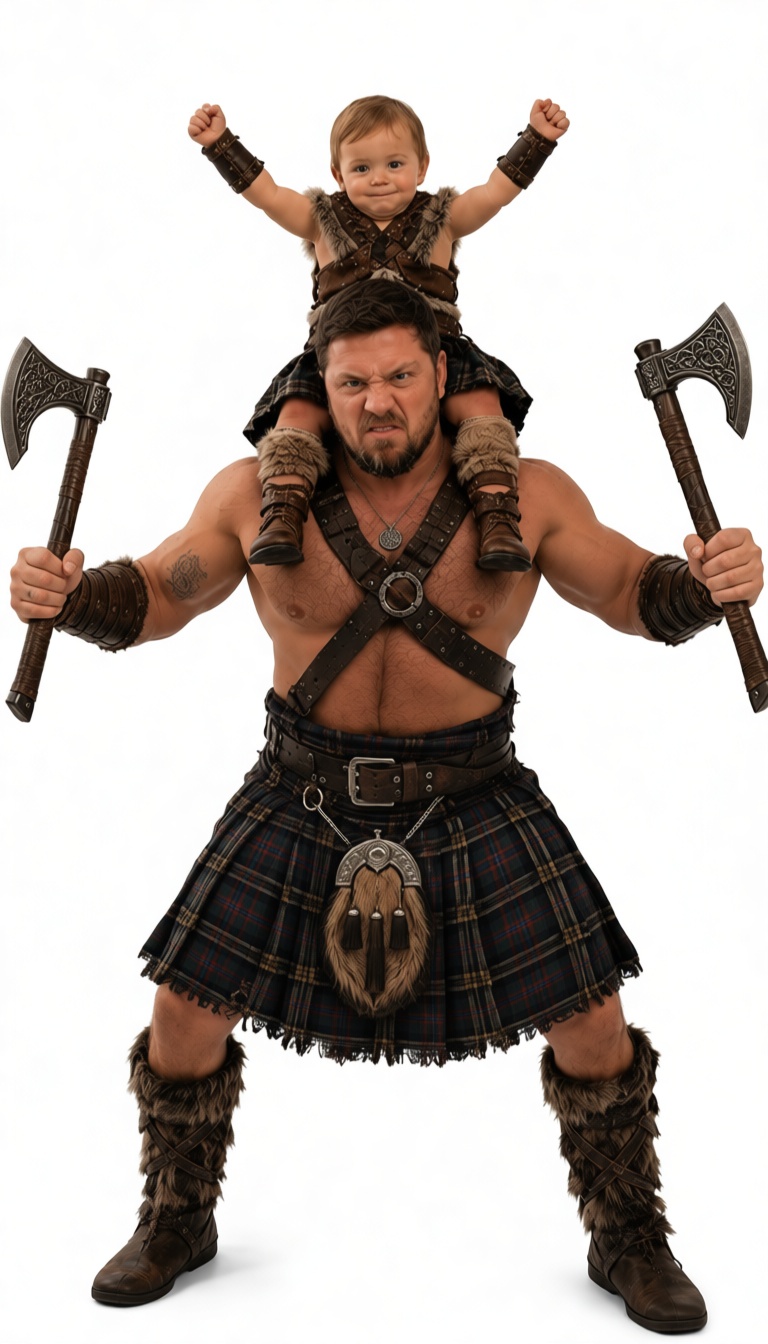 Highland Warrior and Child Figurine free 3D printable STL