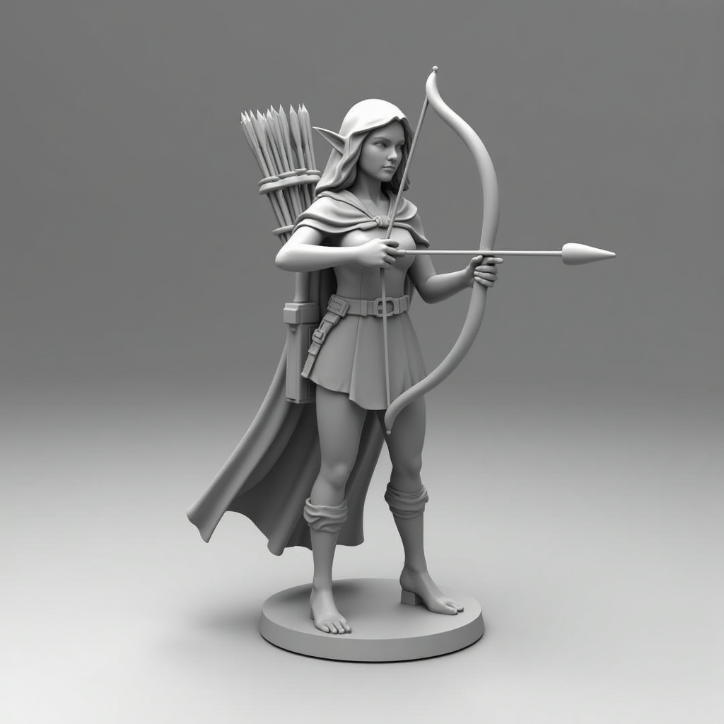 Female Elf Ranger Miniature free 3D printable STL