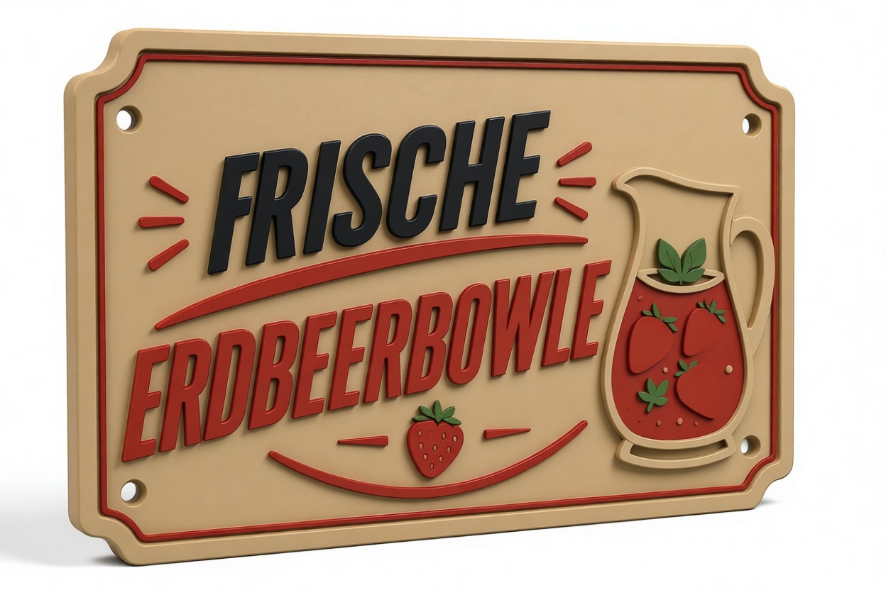 Frische Erdbeerbowle Sign free 3D printable STL