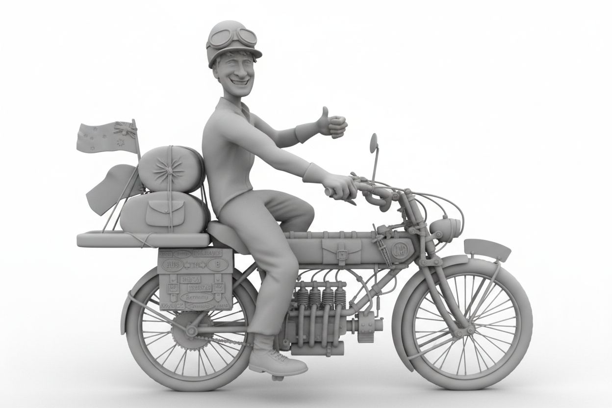 Vintage Touring Motorcycle Figurine free 3D printable STL