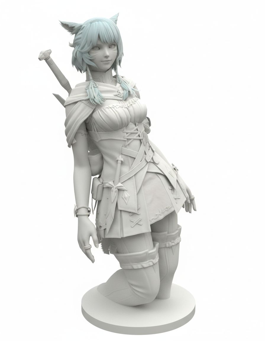 Anime Catgirl Knight free 3D printable STL