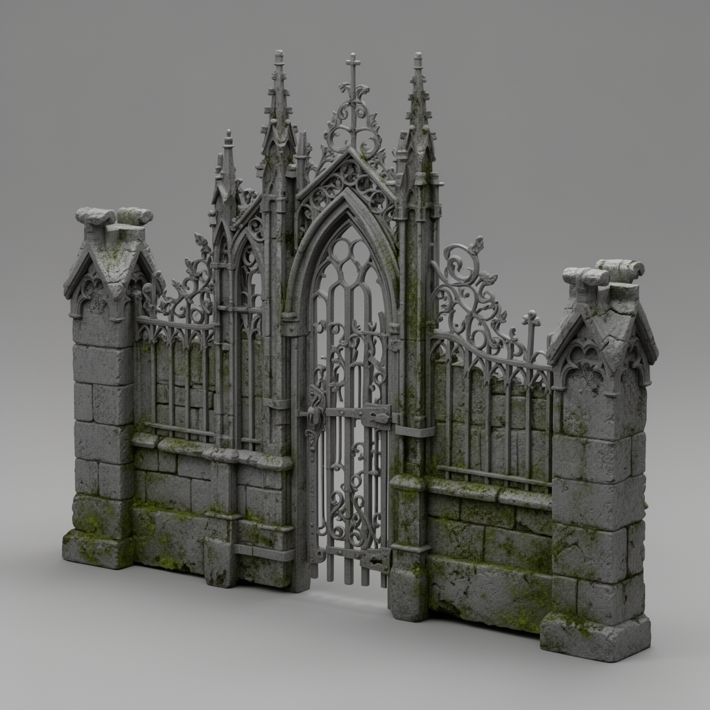 Gothic Cemetery Gate Model free 3D printable STL
