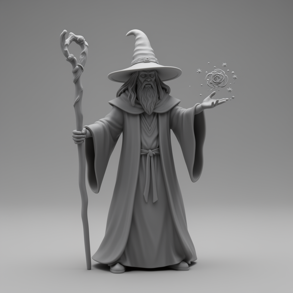 Wizard Casting Spell Figurine free 3D printable STL