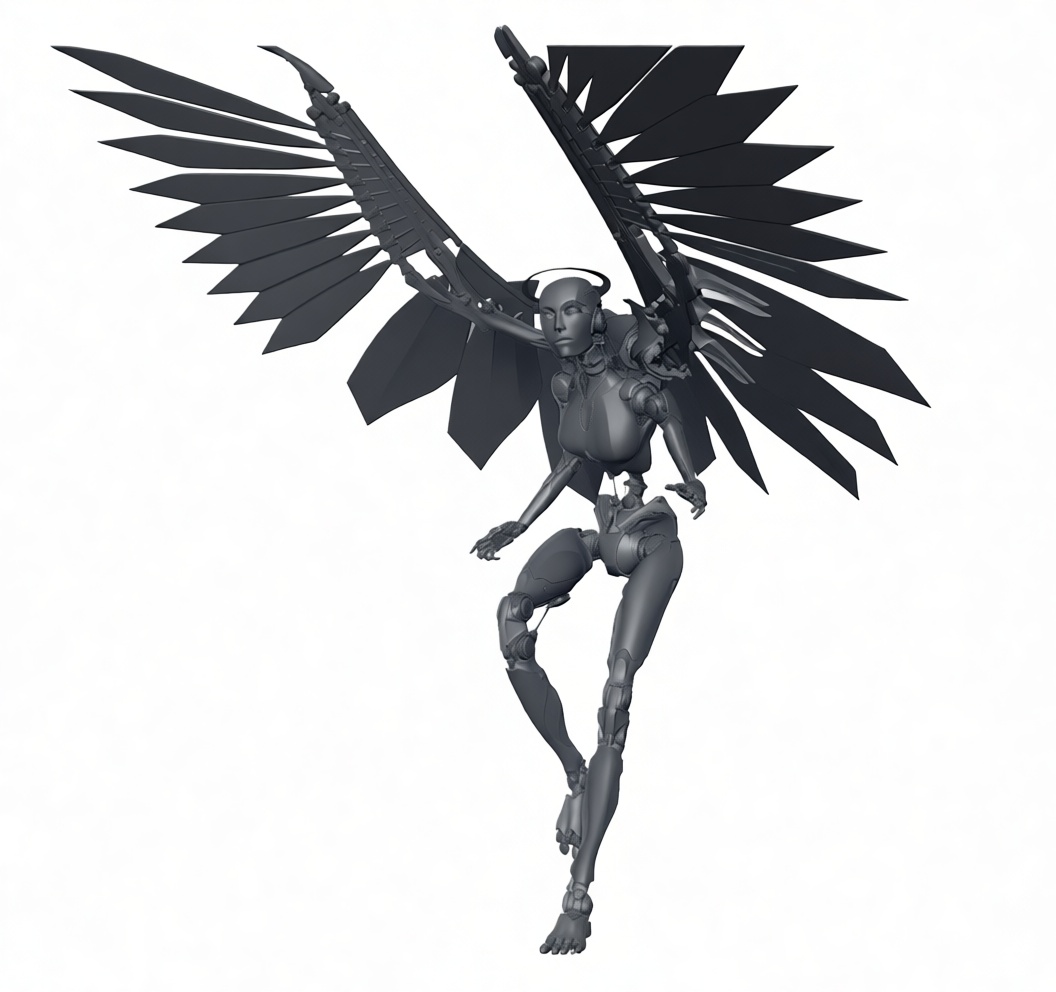 Futuristic Angel Robot Figurine free 3D printable STL