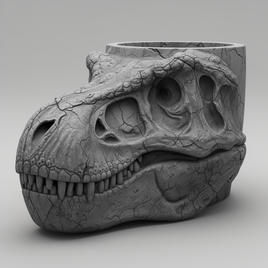 T-Rex Skull Plant Pot free 3D printable STL