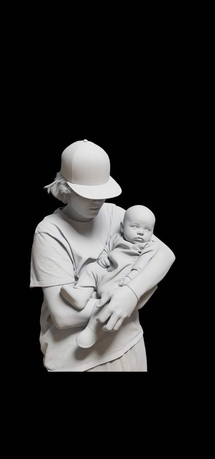 Man Holding Baby Figurine free 3D printable STL