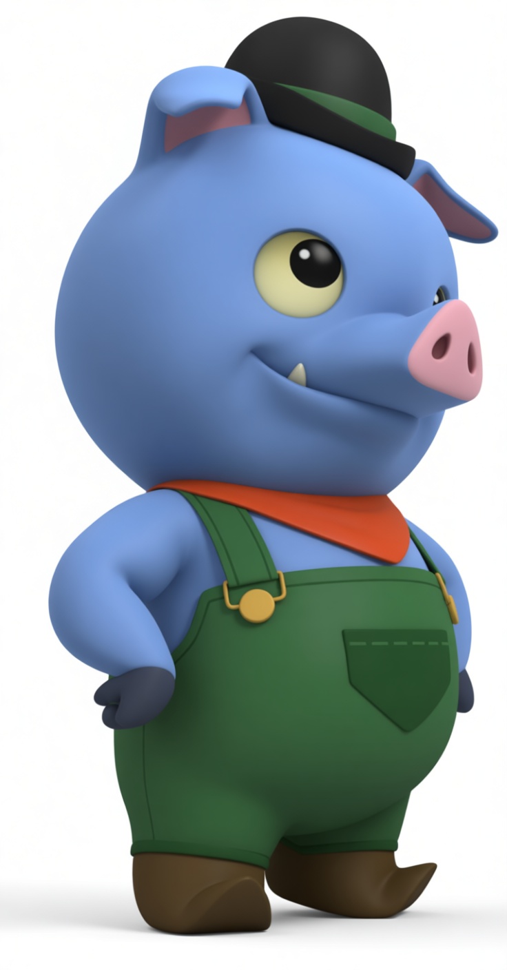 Blue Cartoon Pig Figurine free 3D printable STL