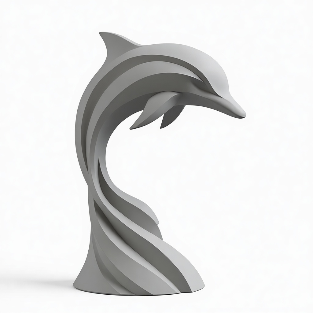 Dolphin Abstract Sculpture free 3D printable STL