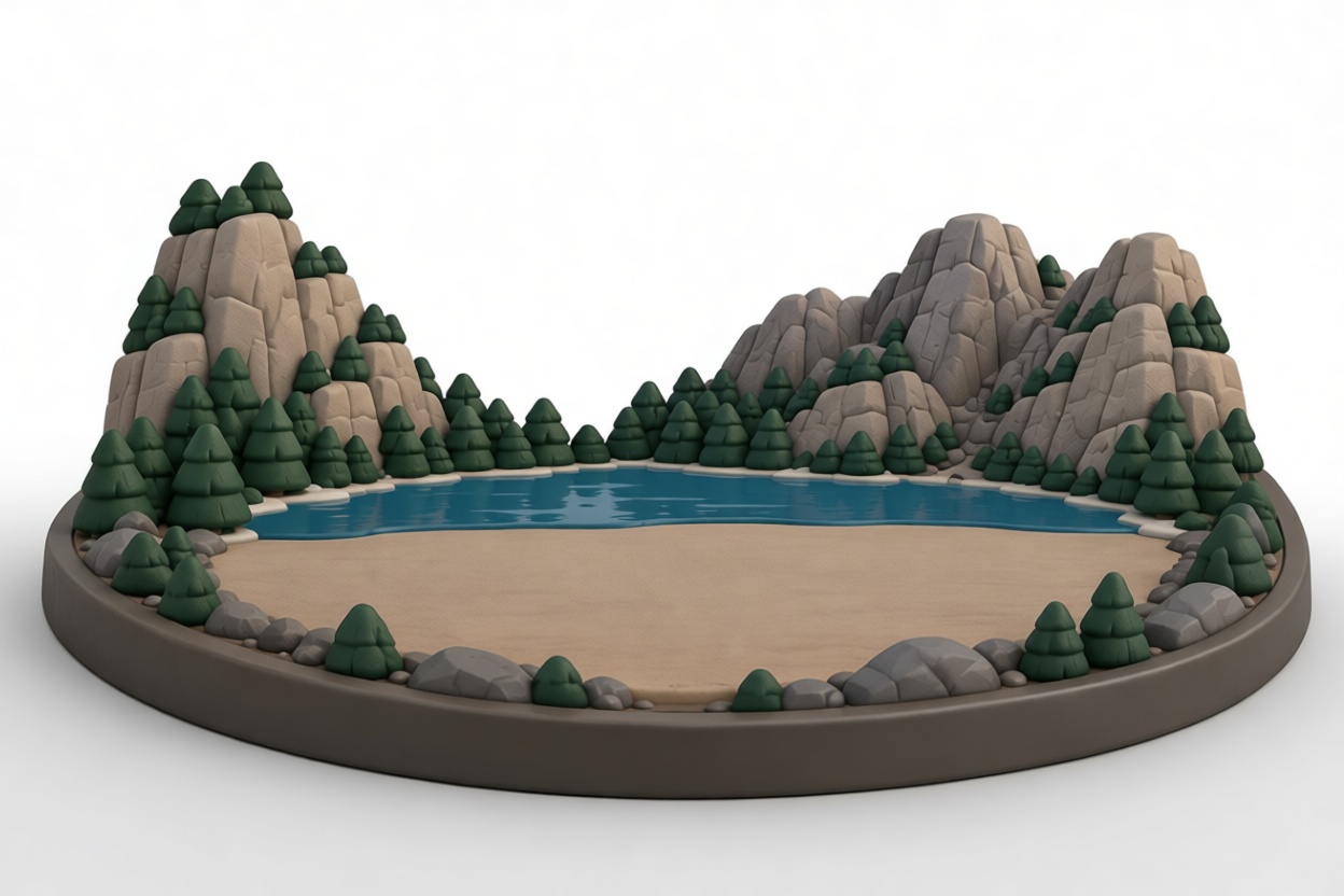 Mountain Lake Diorama free 3D printable STL
