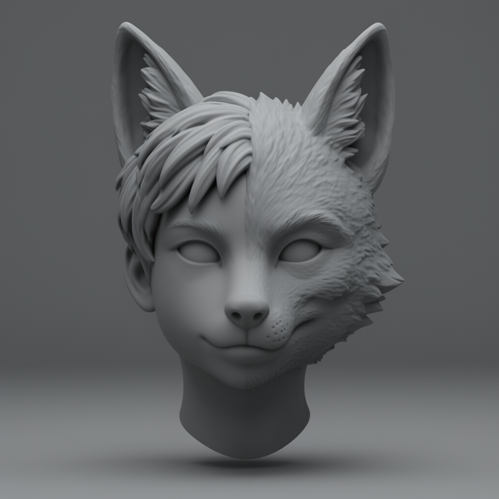 Half Boy Half Fox Bust free 3D printable STL