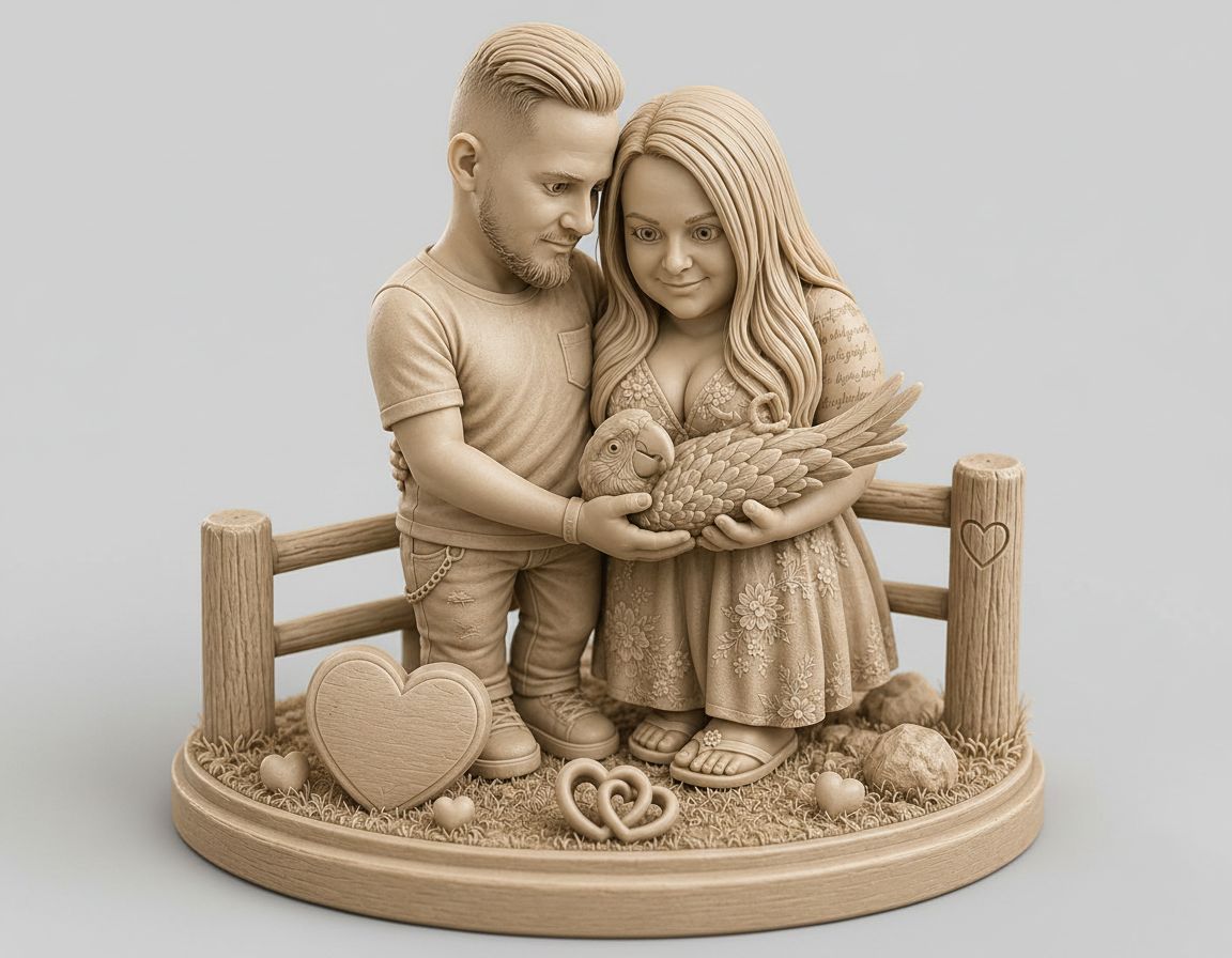 Couple with Parrot Figurine free 3D printable STL