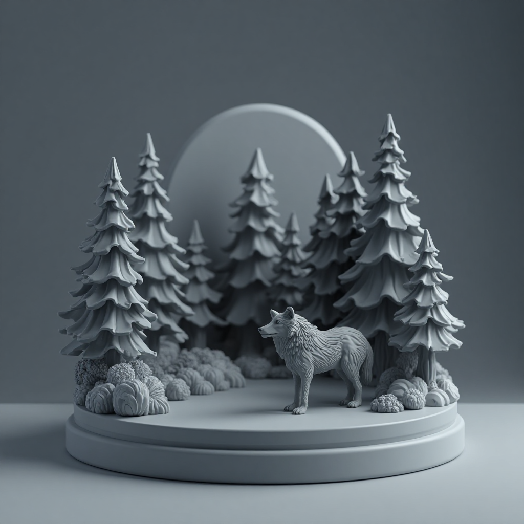 Wolf Night Scene Figurine free 3D printable STL