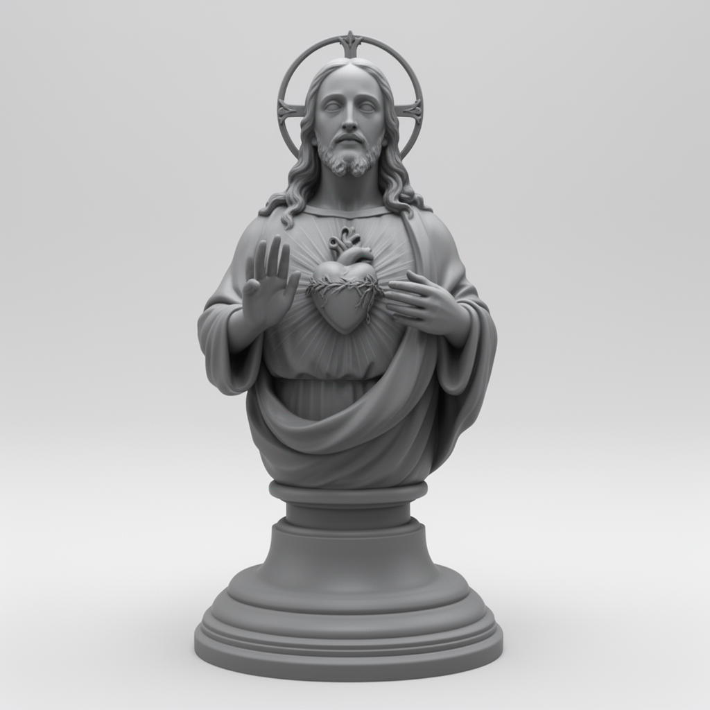 Sacred Heart Jesus Sculpture free 3D printable STL
