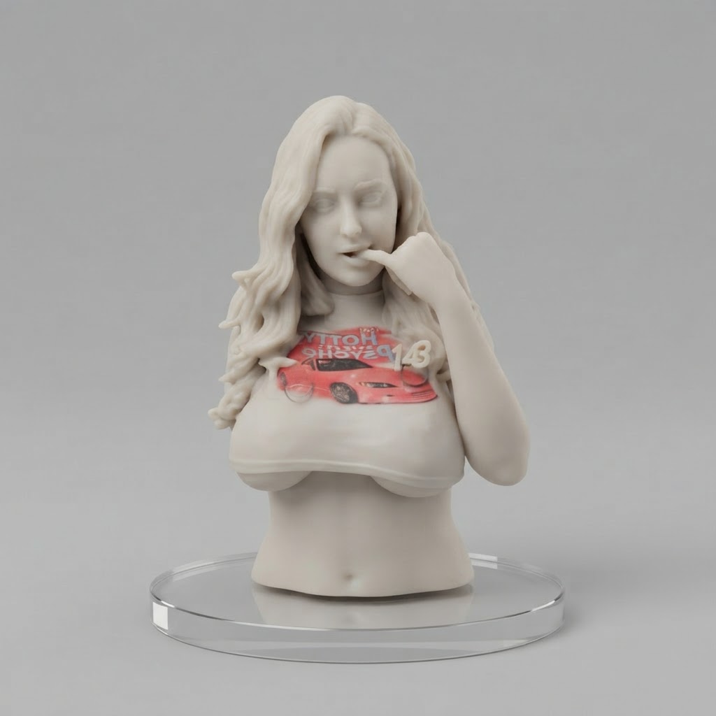 Woman Bust with Car Tee free 3D printable STL