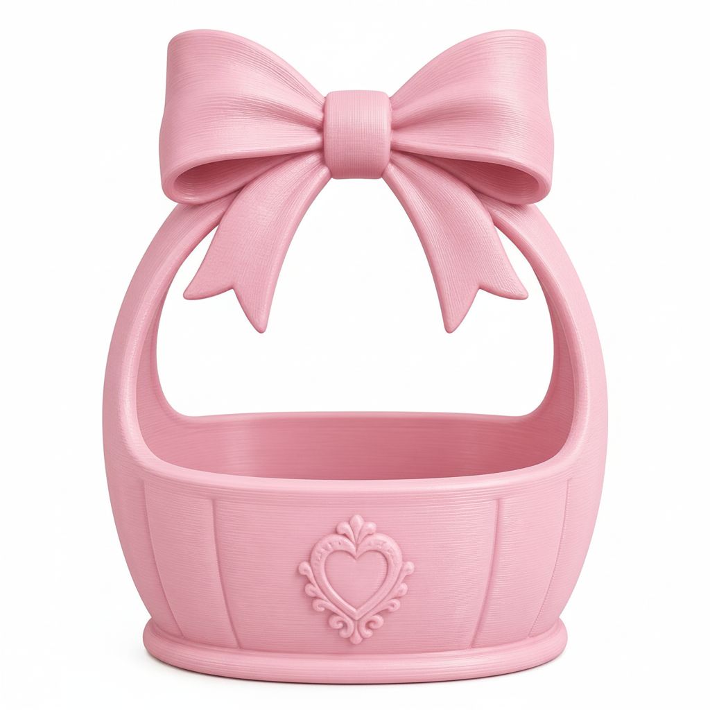 Pink Bow Basket free 3D printable STL