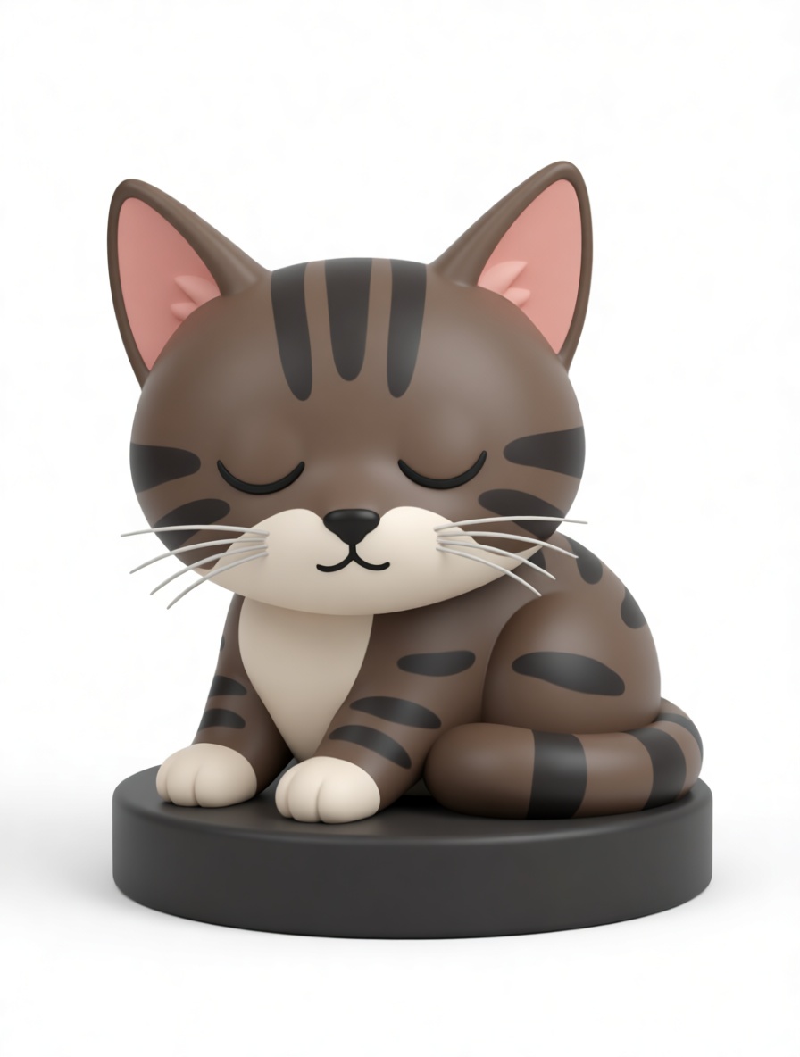 Sleeping Tabby Cat Figurine free 3D printable STL