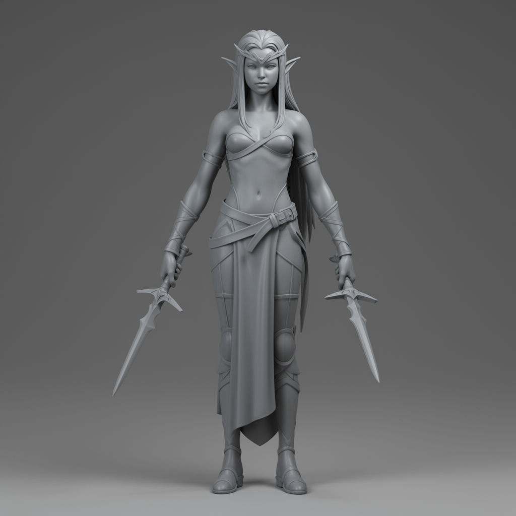 Topless Elf Girl Figurine free 3D printable STL