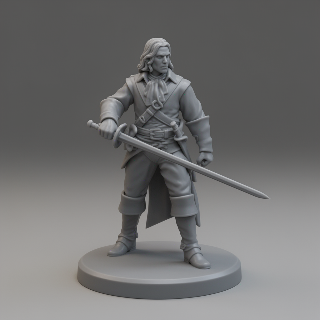 Rogue Swashbuckler Figurine free 3D printable STL