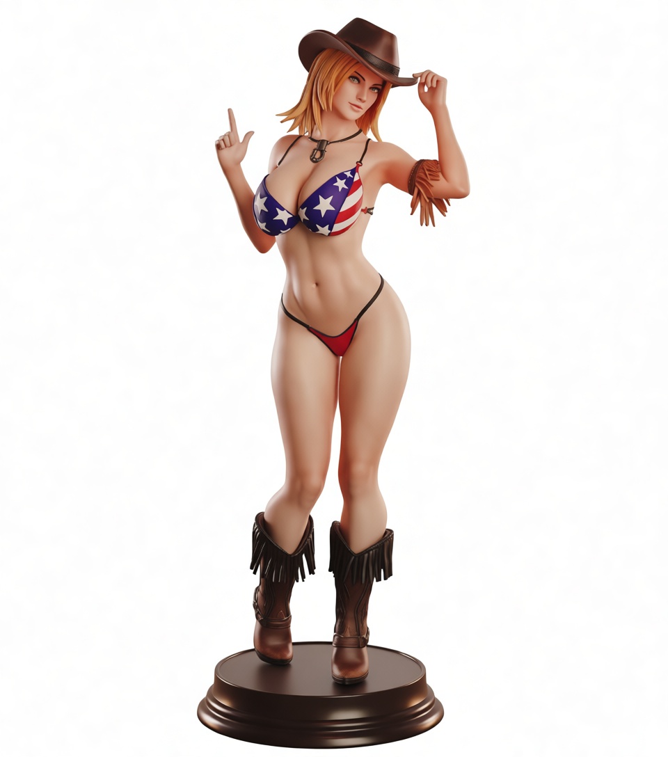 Cowgirl Bikini Figurine free 3D printable STL
