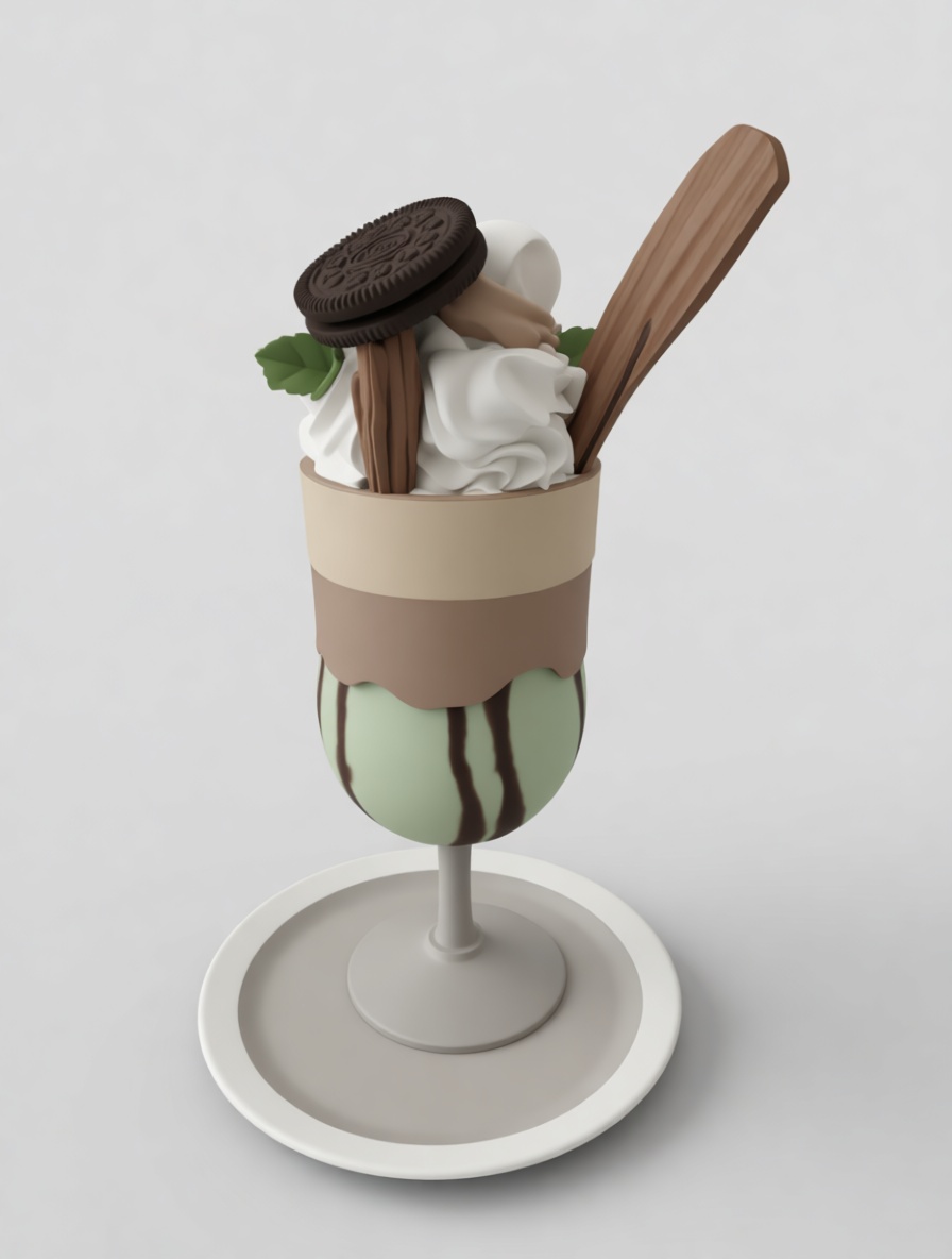 Mint Chocolate Sundae Figurine free 3D printable STL