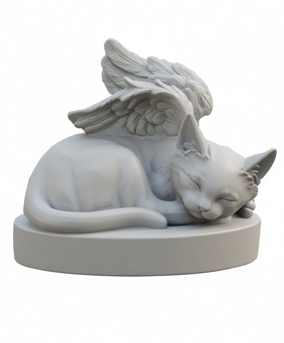 Winged Sleeping Cat Figurine free 3D printable STL