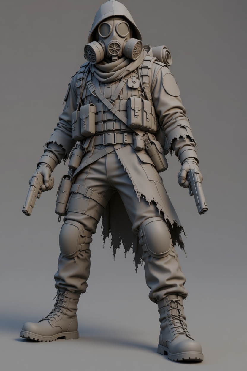 Post-Apocalyptic Soldier Figurine free 3D printable STL