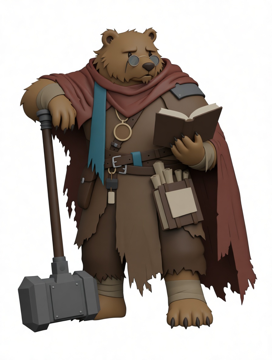 Bear Warrior Figurine free 3D printable STL