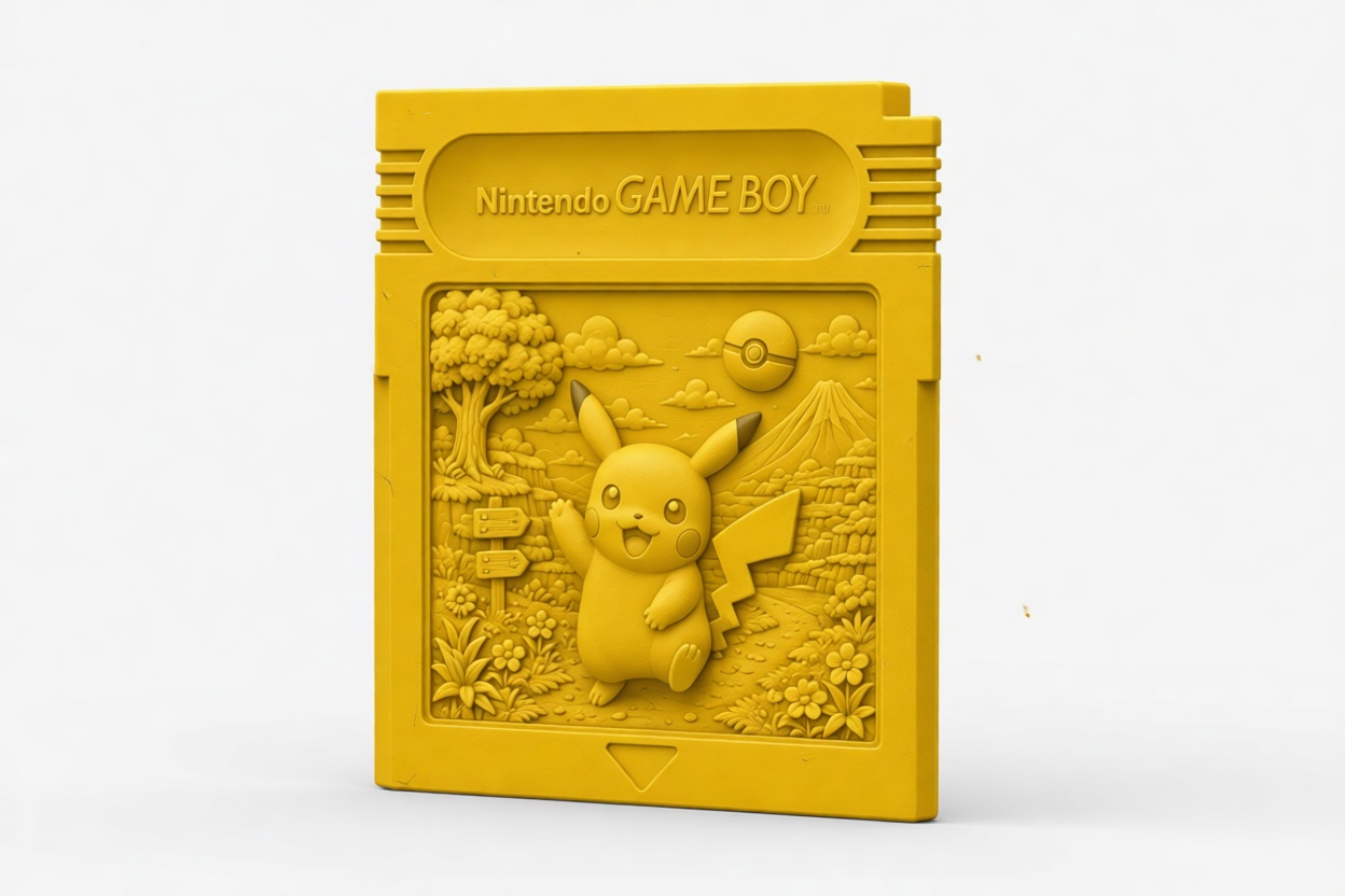 Pikachu Game Boy Cartridge free 3D printable STL