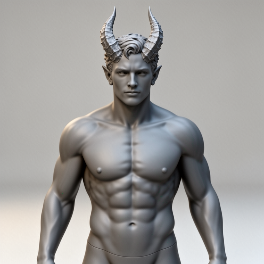 Demon Horns Male Bust free 3D printable STL